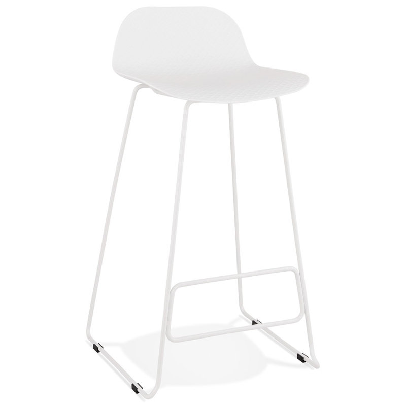 Maez Counter Stool with Metal Frame, White/White