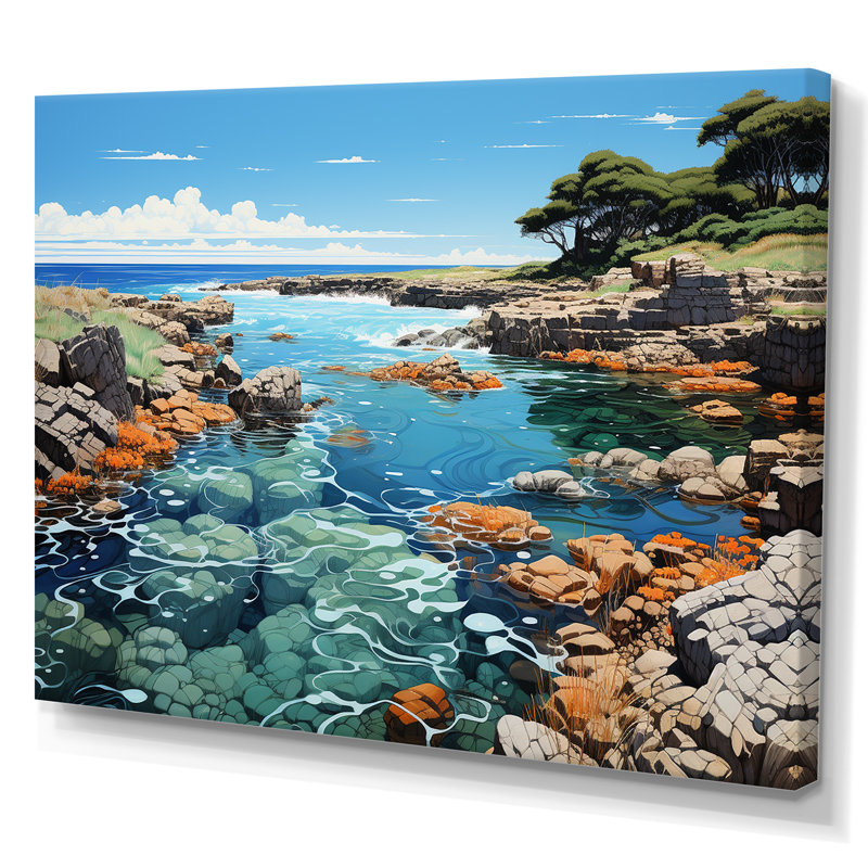 Paysage de plage sauvage V sur toile, Toile tendue, 12" H x 20" W