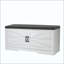 Banc de rangement à 2 niveaux, banc à chaussures de ferme avec coussin de siège rembourré, banc d'entrée avec 2 portes de grange et 2 tablettes réglables, pour le vestibule, la chambre à coucher, le salon