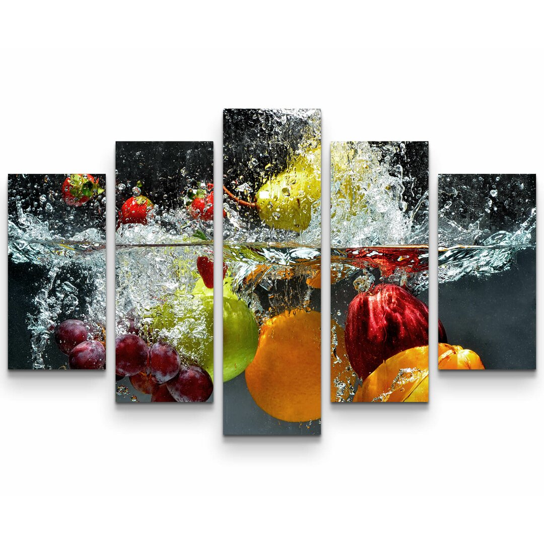 5-tlg. Leinwandbilder-Set Obst im Wasser