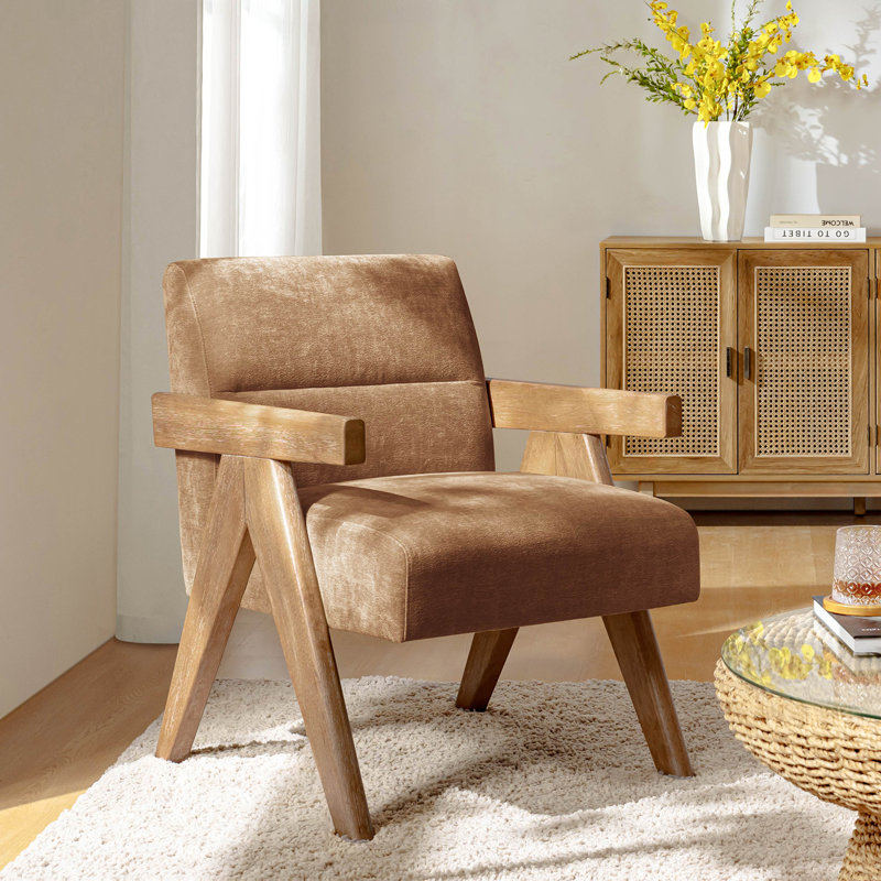 Fauteuil d'appoint Mid-Century moderne avec accoudoirs courbés Donohoe, Caramel