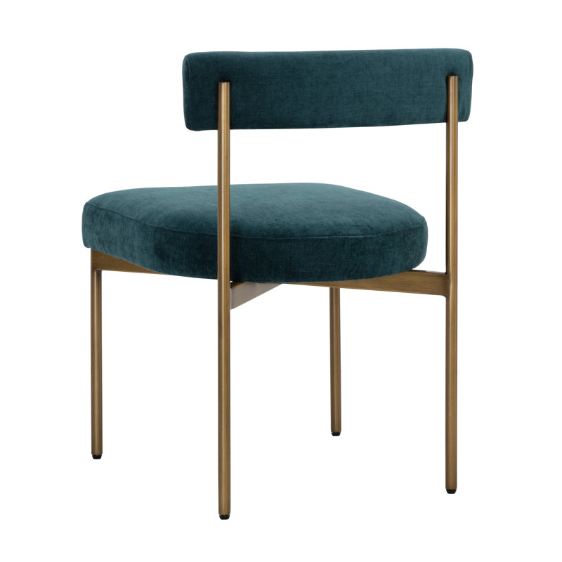 Seneca Upholstered Dining Chair, Teal, Gold