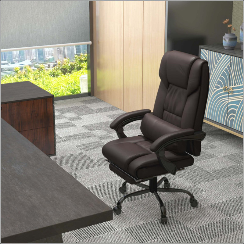 Fauteuil de bureau à massage à haut dossier avec 6 points de vibration, fauteuil de bureau réglable en hauteur, fauteuil de bureau inclinable avec repose-pieds rétractable et télécommande