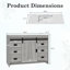  Meuble-lavabo simple 48 po avec comptoir en pierre d'ingénierie, lavabo de porte de grange coulissante, gris
