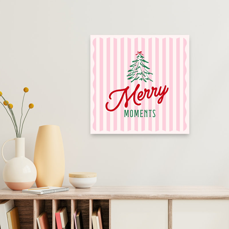 Merry Moments Christmas Whimsical Abstract Contemporary Christmas Tree Winter Landscape Wall Art Print 1 Piece Wrapped Canvas Wall Art