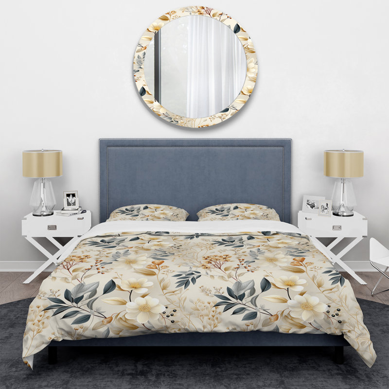Botanical Sketches Ii II Floral Duvet Cover, King Duvet Cover + 2 King Shams