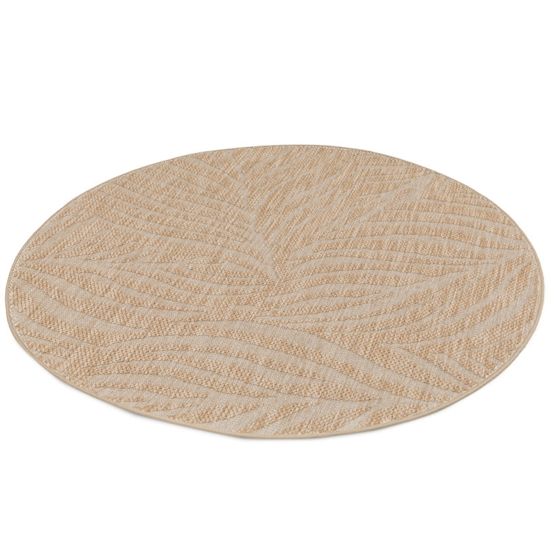 Floral Ribbed Indoor / Outdoor Area Rug, Round 160cm