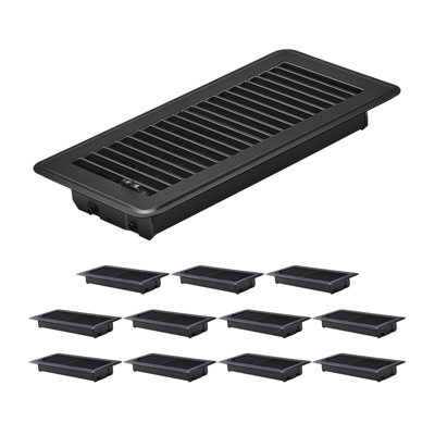 12-Pack Heavy Duty Adjustable Floor Registers - 4x10 Inch Black Iron HVAC Vent Covers for High Traffic Areas, 265 lbs Capacity