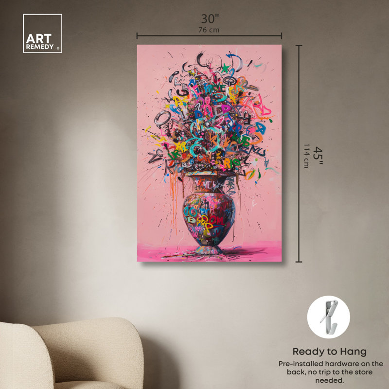 Vase graffiti sur toile Graffiti Pop Art par Art Remedy, Toile tendue, 45" H x 30" W
