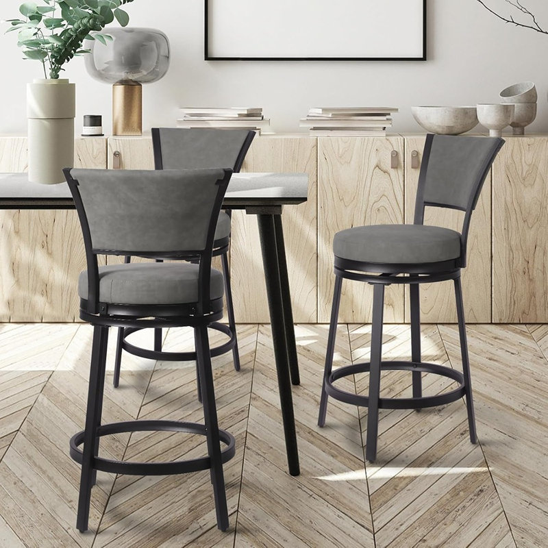Tabourets de bar, tabourets de bar pivotants avec dossier, comptoir de 25 po ..., Gris, 2