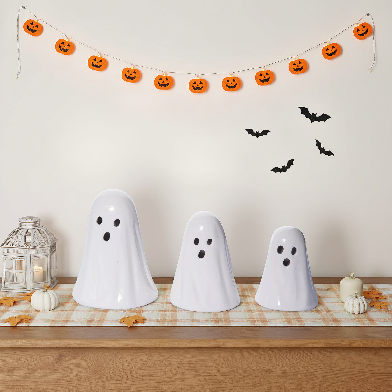 Dolomite 7 in. White Halloween Ghost Set of 3