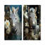 Zeste de zèbre avec fleur blanche - animaux, ensemble de 2 reproductions d'art sur toile zèbre-102572516-102572519