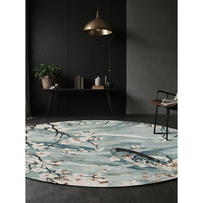 Machine Washable Green Area Rug, Round 8'