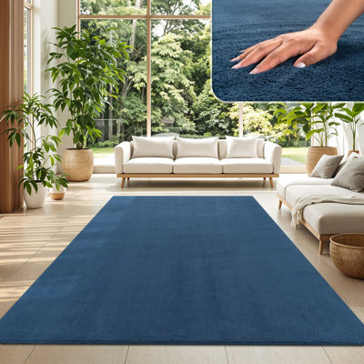 Tapis doux, doux, à poils courts, antidérapant, de couleur unie, lavable