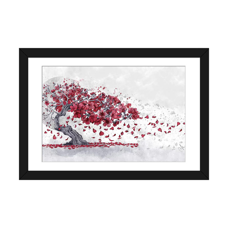 Fleur de cerisier - impression sur toile tendue, Papier d'art encadré noir, H 16 po x l 24 po x P 1 po