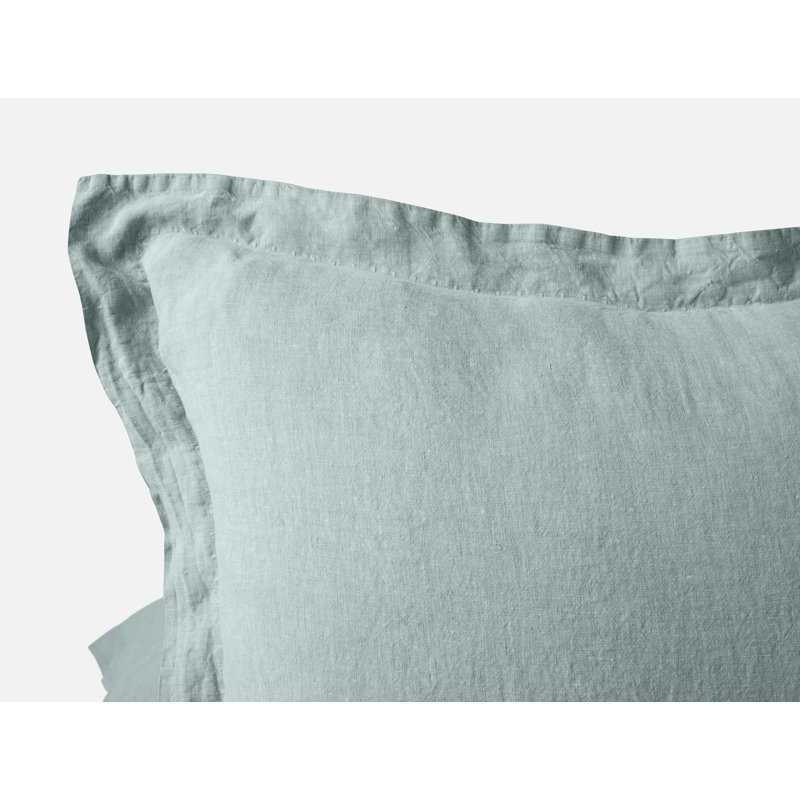 Coyuchi Organic Relaxed Linen Sham, Euro, Pacific Blue Chambray