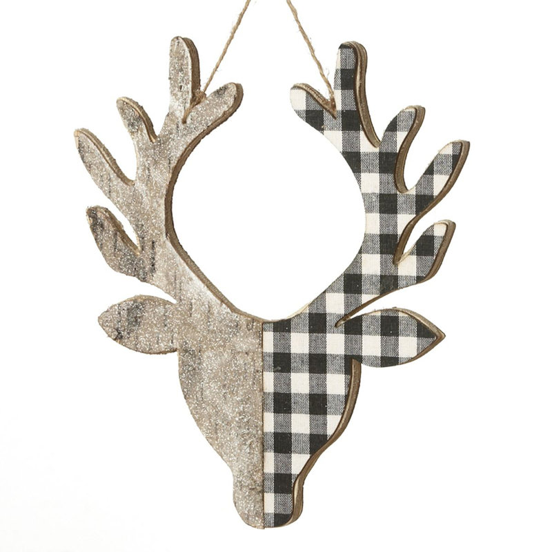 Christmas Deer Decorative Accent, Black/White/Brown
