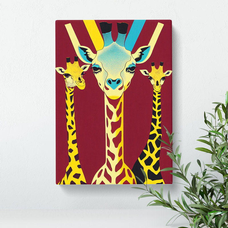 Three Giraffes - Wrapped Canvas, 76cm H x 35cm W x 3cm D