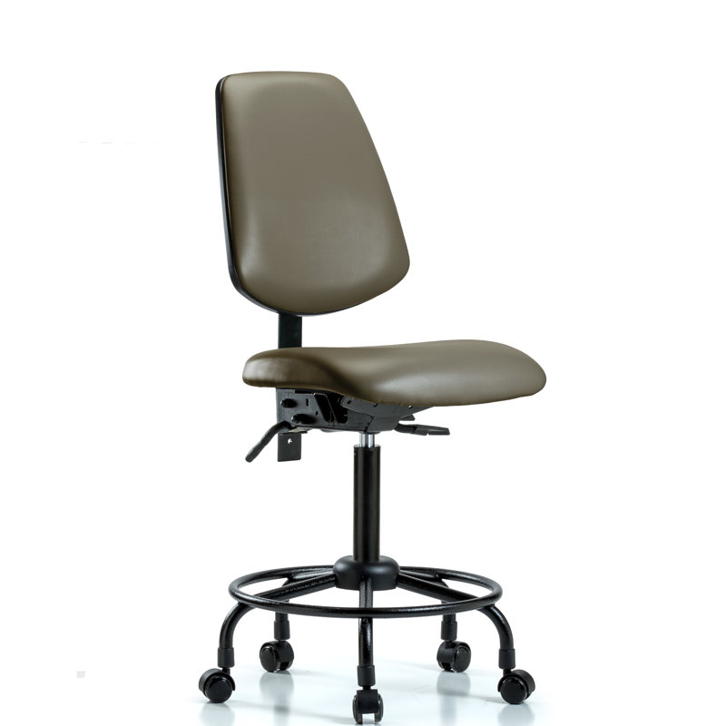 Laque Vinyl Task Chair, No, Taupe, Casters