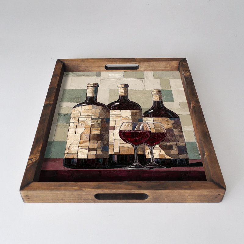 Elegant Solid Wood Tray, 18.9 x 15.0 x 1.6 inches | UV Printed on 0.2-inch Thick MDF | Perfect for Serving, Organizing, and Home Décor | Durable and Stylish Design for Any Occasion