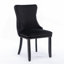 Chaise de salle à manger rembourrée à oreilles avec garniture cloutée et pieds en bois massif, ensemble de 2, noir-1350464168