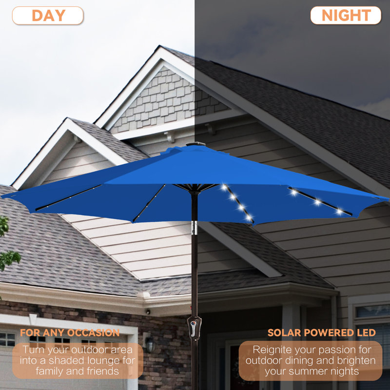 Parasol de marché avec manivelle Beka, H 94,5 po x l 120 po x P 120 po, Bleu