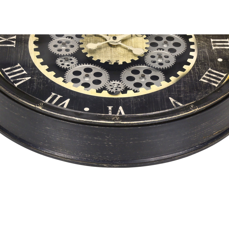 Horloge, 20 po, mécanisme d'engrenage, horloge murale, brun, transitionnel