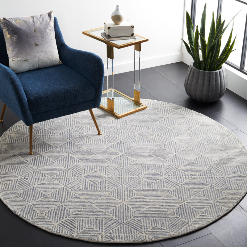 Tapis géométrique en laine tissé à la main 0,8 po Forbestown, Rectangle 2 pi 3 po x 4 pi