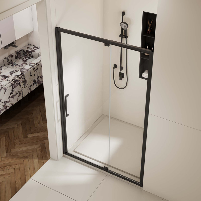 Porte de douche évolutive à cadre réglable avec verre trempé, portes de douche en alliage d'aluminium, installation réversible