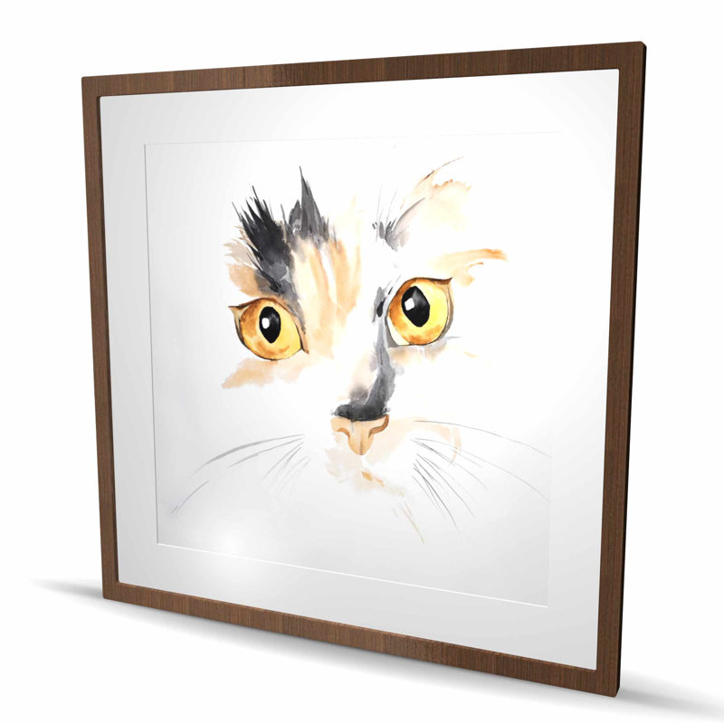 Gros plan sur un visage de chat aquarelle - impression scandinave féline