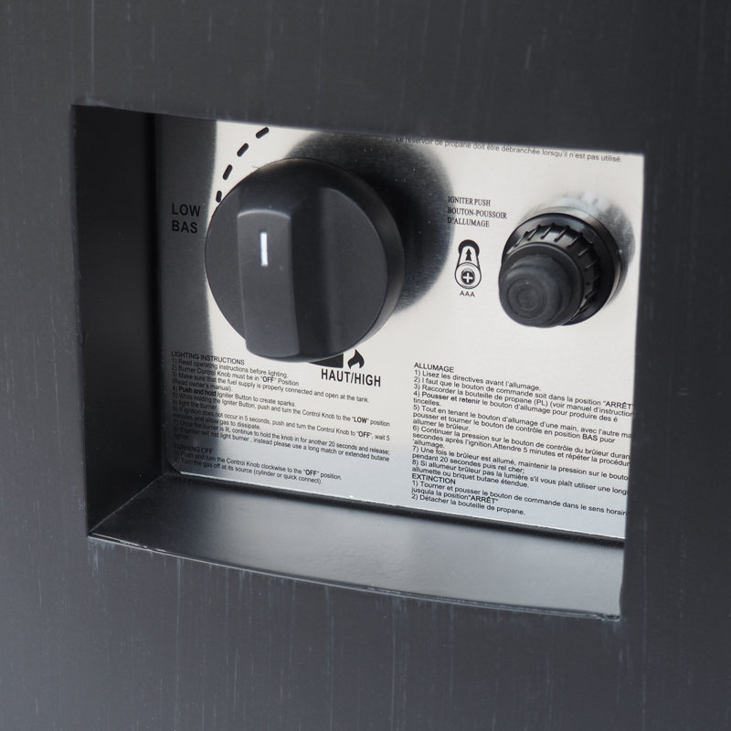 Foyer d'extérieur au propane en fer H 13,5 po x l 32 po Rozele, Gris foncé