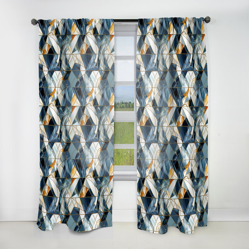 Enchanted Plaid Odyssey Marble Pattern - Abstract Marble Curtain - Velvet Room Darkening - 1 Panel, 52" W x 95" L