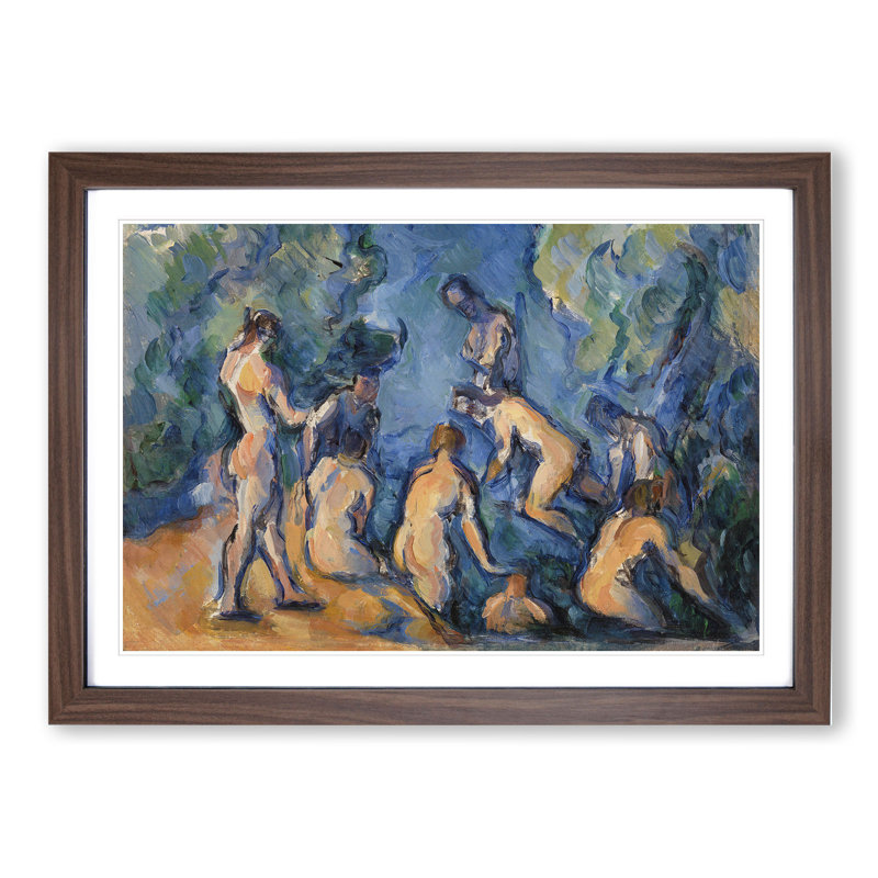 Bathers Vol.3 by Paul Cezanne - Picture Frame Painting, Walnut Framed, 27cm H x 36cm W x 2cm D