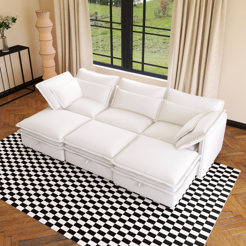 Double-Layer Cushion Modern Large U-Shaped Modular Sofa