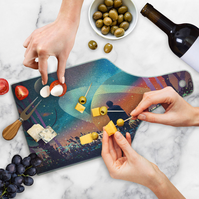 Multicolore planche à découper en verre trempé Ambesonne Galaxy Planets Cosmos