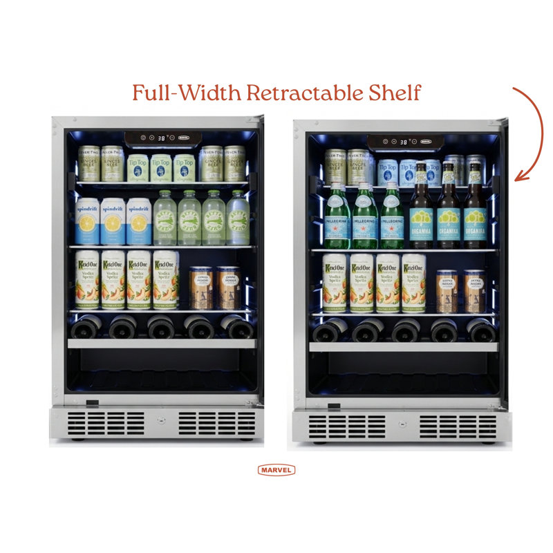 Marvel 15"W. Essential 3.0 Cu.Ft. Beverage Center - Stainless Steel Frame with Glass