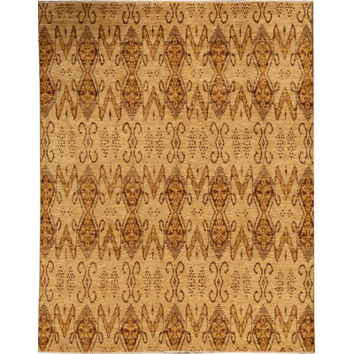 Hand Woven Wool Ikat Area Rug