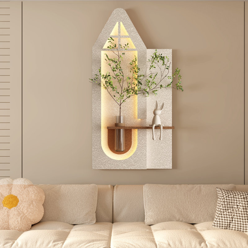 Décoration murale 3D inspirée de la nature avec lumières DEL réglables - conception de verdure fabriquée à la main, vase hydroponique et alimenté par USB pour le salon / la chambre à coucher