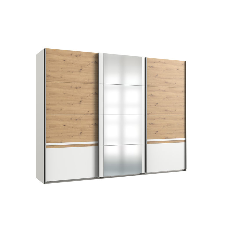 Neilyn 3 Door Manufactured Wood Wardrobe, White/Artisan Oak