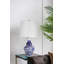 Lampe de vase ronde en céramique bleue et blanche D14x27,6 "