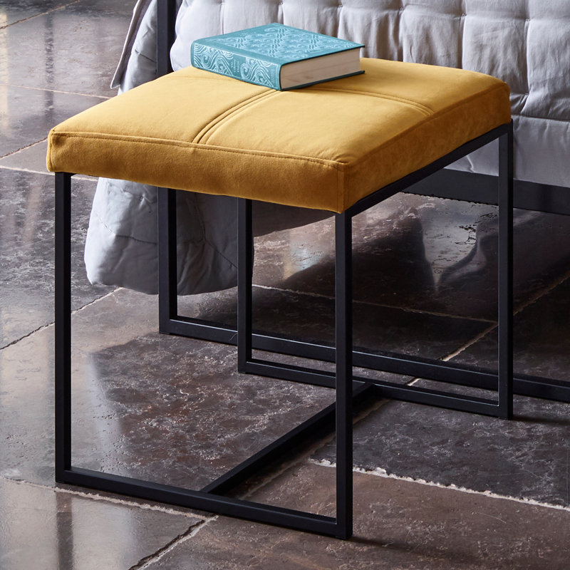 Euclid Steel Accent Stool, Matt Black, Mustard