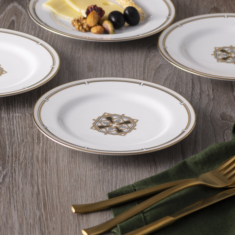 Ensemble de 4 assiettes à pain et beurre / apéritif Noritake Empire Gold, 6,5 po