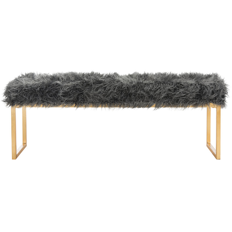 Fernando Faux Curly Sheepskin Bench, Grey