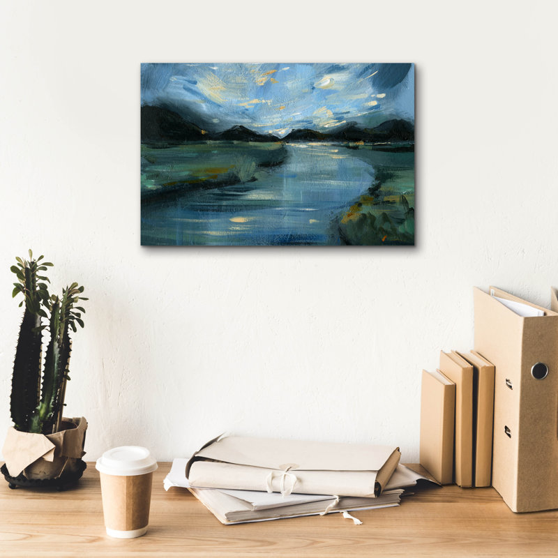 "Epic Graffiti" Night River "par Svetlana Aleynikova, art mural sur toile, H 12 po x l 18 po