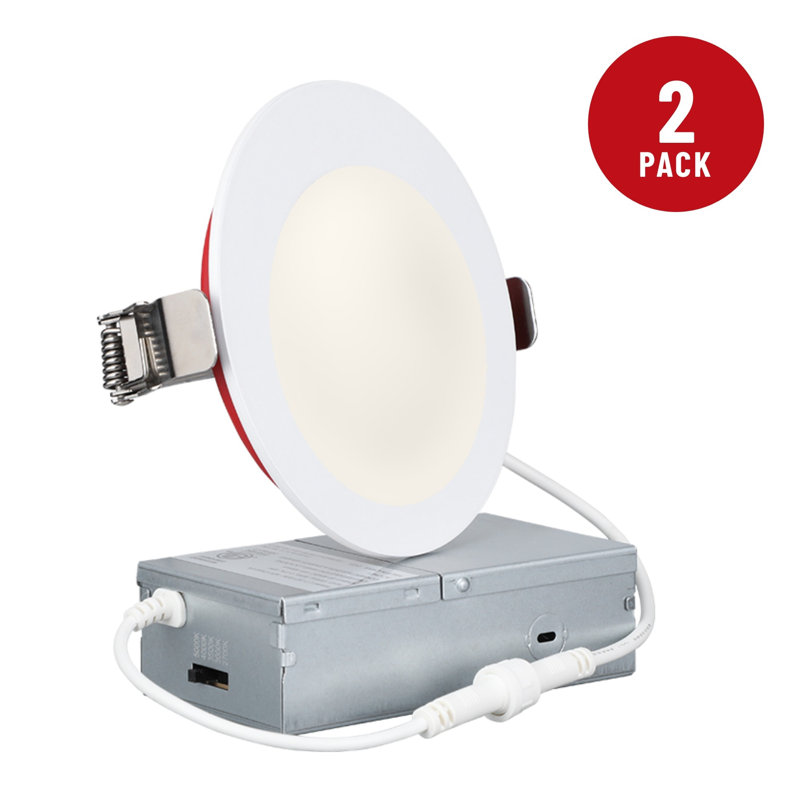 Luminaire encastré à DEL de 4 po 5 CCT, résistant au feu pendant 2 heures, avec boîte de jonction, homologué UL263 IC, ETL ES T24, à intensité variable et ultra-mince.