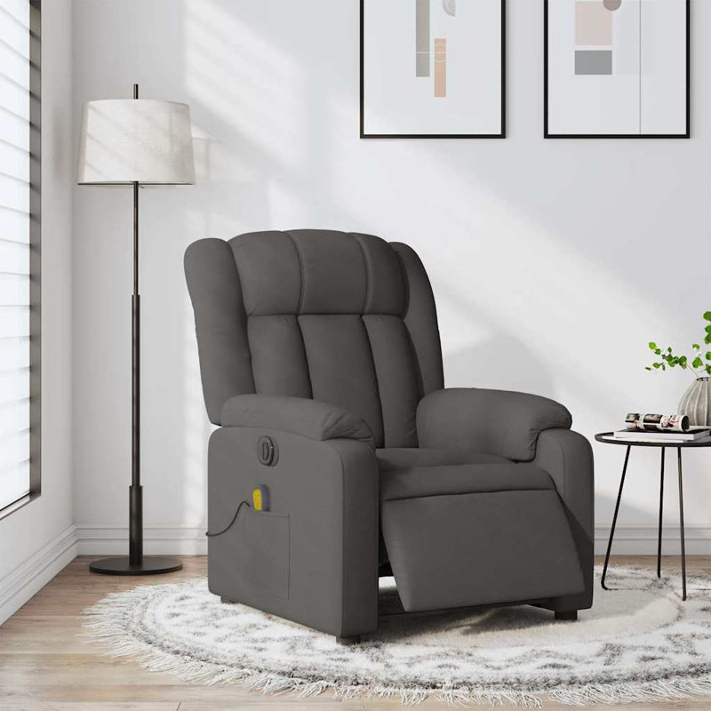 vidaXL Massage Recliner Chair, Adjustable, Dark Gray Polyester, Power