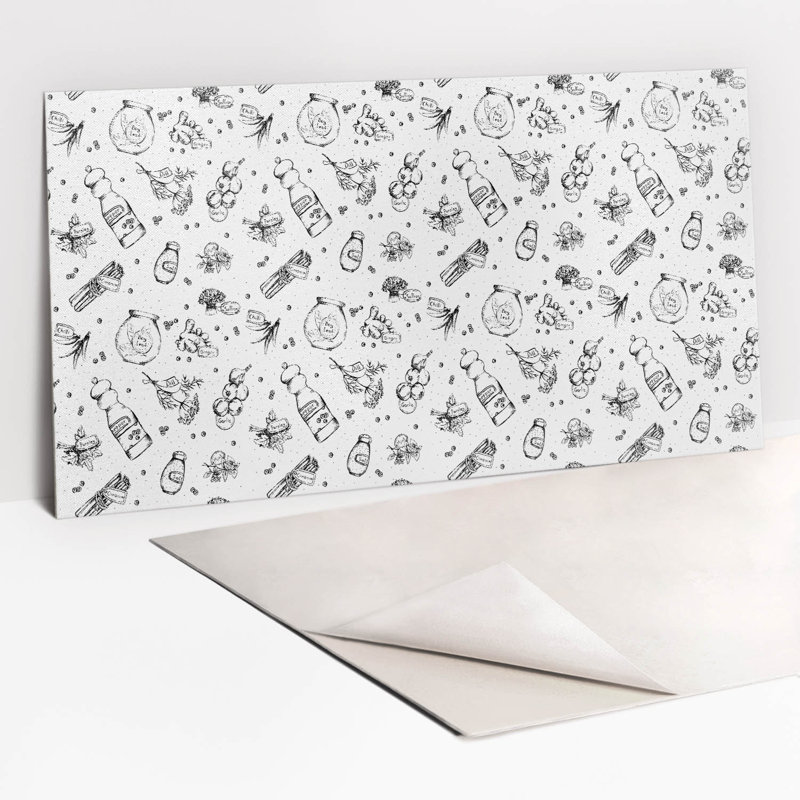 Self Adhesive Vinyl Splashback Wall Panel Sticker Tile Peel Stick 100x50 cm Black white abstraction