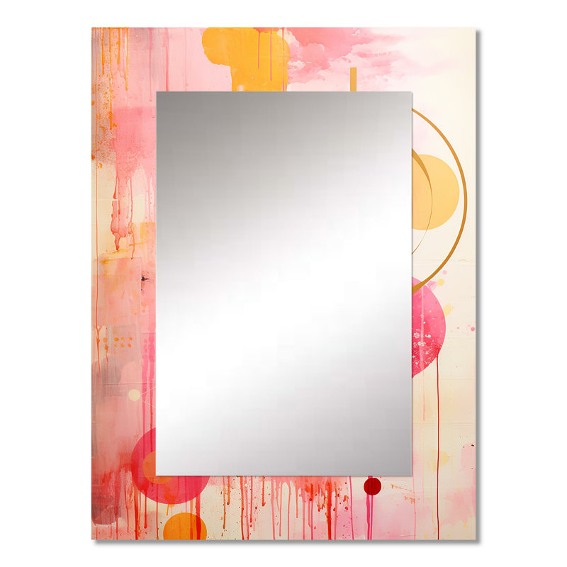 Rose doré, île, lever de soleil, collage - abstrait, collage, miroir mural moderne unique, impression d'art en métal