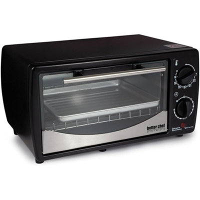 Better Chef 9-Litre Toaster Oven Broiler, Black With Stainless Steel Front – Bakes, Broils, Toasts & Roasts With 60-Minute Timer & Quartz Heating Elements