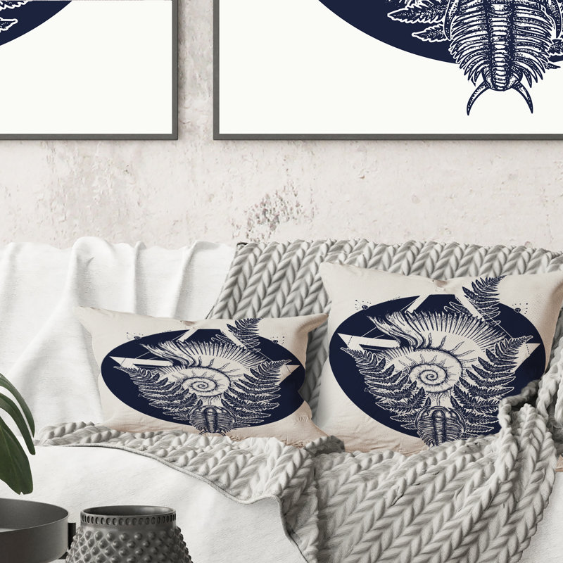 Coussin Spiral préhistorique Nautilus - imprimé rétro